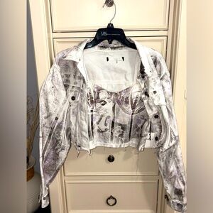 FOREVER 21 Tank & Jean Jacket Size S -Stylish Women's White and Gray Top